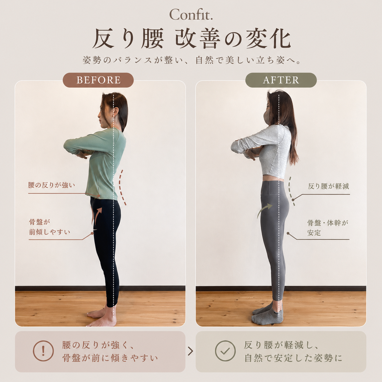 反り腰改善の変化 Before/After